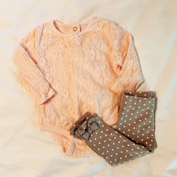 Joe Fresh Other - Joe Fresh Matching Set Pink Lace, Dots and Bows